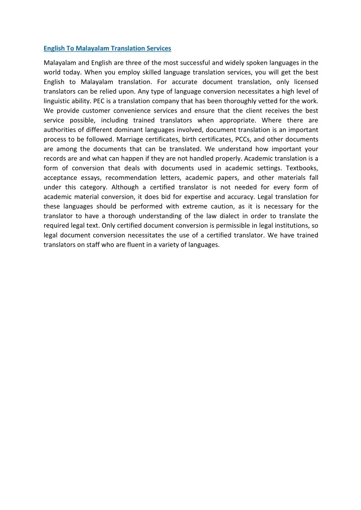 PPT - English To Malayalam Translation Services PowerPoint Presentation ...