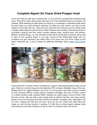 complete report on freeze dried prepper food