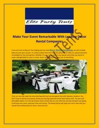 make your event remarkable with leading decor