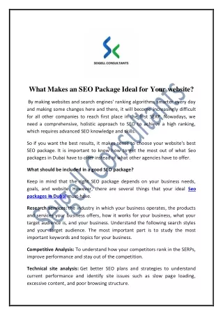 What Makes an SEO Package Ideal for Your website