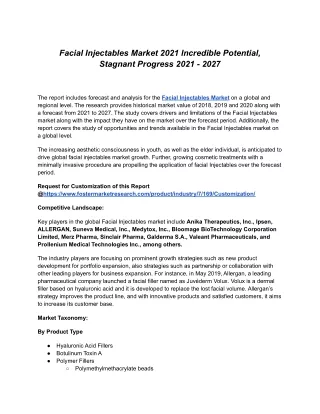facial injectables market 2021 incredible