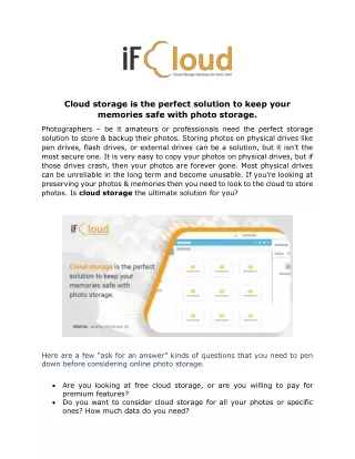 cloud storage is the perfect solution to keep