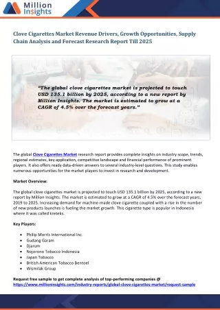 clove cigarettes market revenue drivers growth