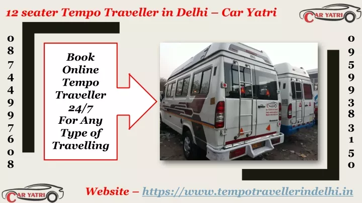 12 seater tempo traveller in delhi car yatri