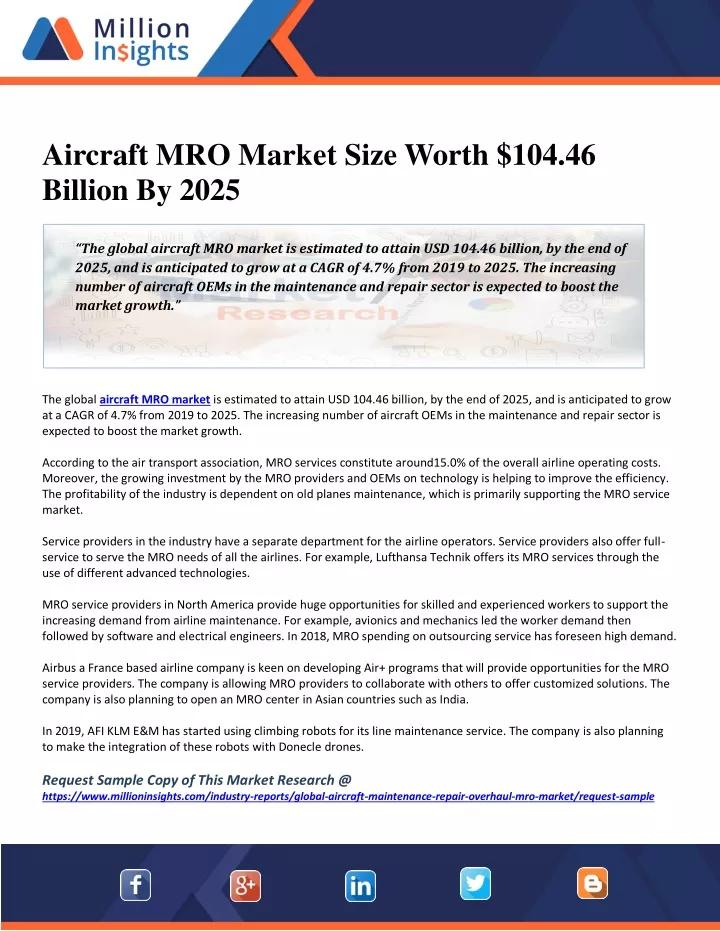 aircraft mro market size worth 104 46 billion
