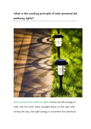 what is the working principle of solar powered