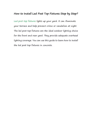 how to install led post top fixtures step by step
