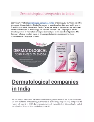 Dermatological Companies in India