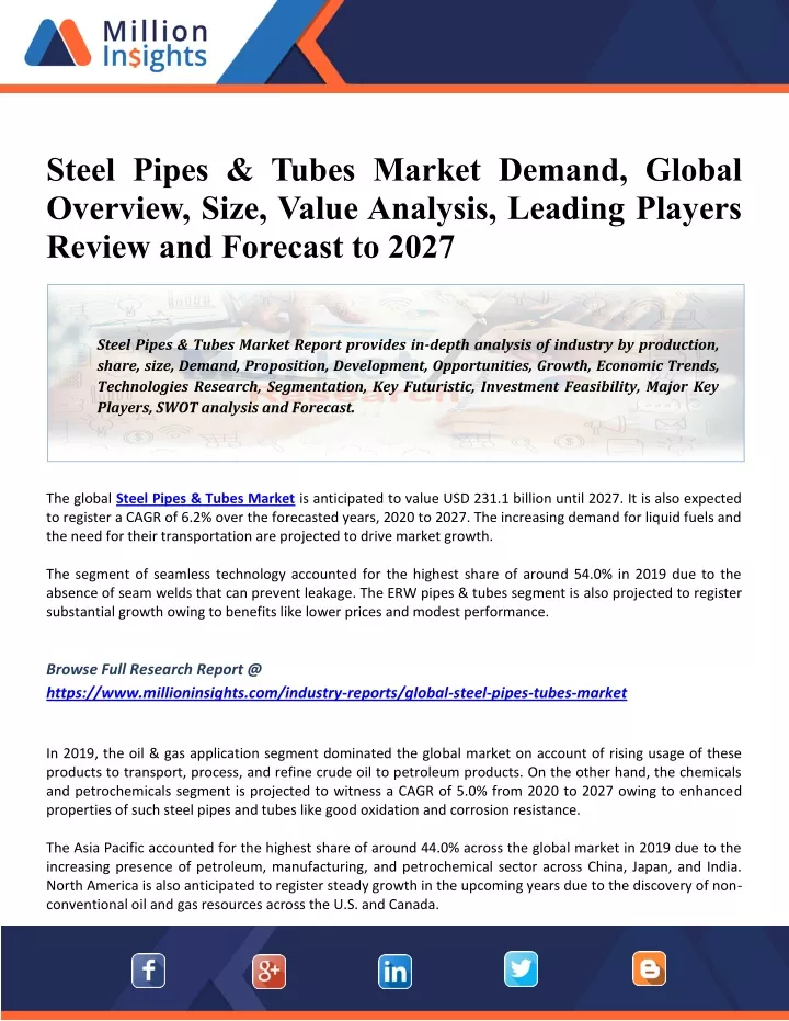 steel pipes tubes market demand global overview