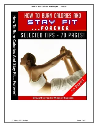 how to burn calories and stay fit forever