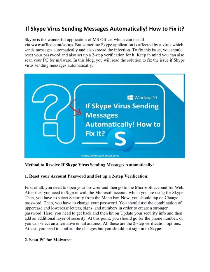 if skype virus sending messages automatically