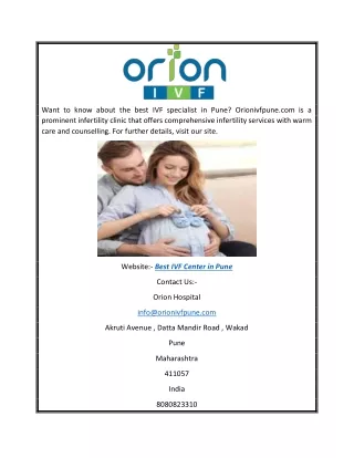 Best IVF Center in Pune | Orionivfpune.com