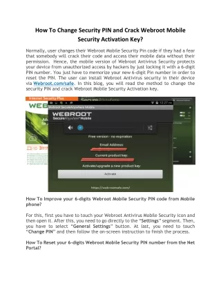 how to change security pin and crack webroot