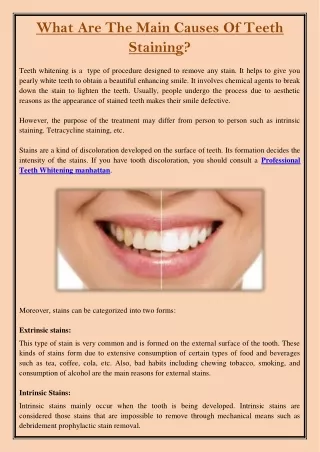 what are the main causes of teeth staining