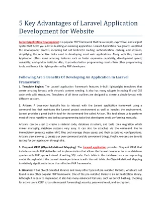 5 Key Advantages of Laravel Application Development for Website
