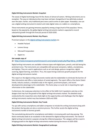 digital writing instruments market snapshot