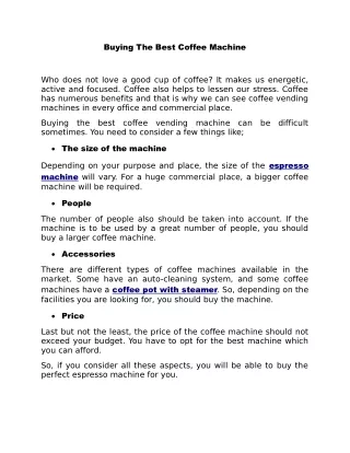 buying the best coffee machine