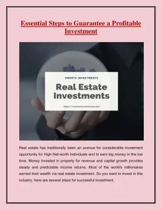 essential steps to guarantee a profitable