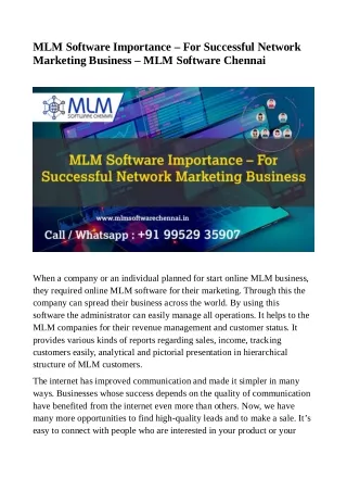 mlm software importance for successful network