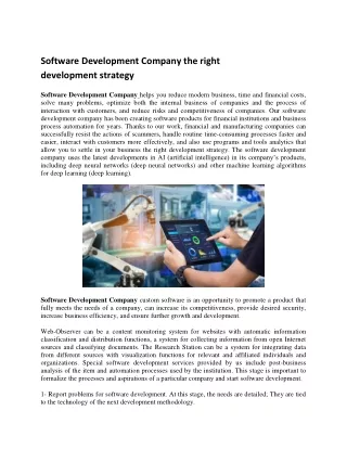 Software Development Company the right development strategy