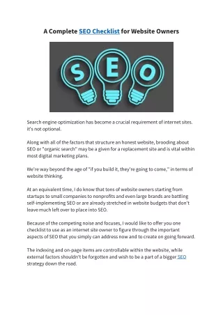 a complete seo checklist for website owners