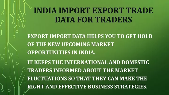 india import export trade data for traders