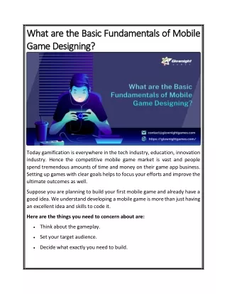 What are the Basic Fundamentals of Mobile Game Designing?