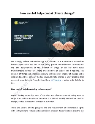 how can iot help combat climate change