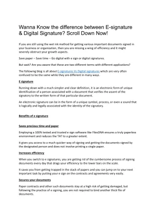 Esignature vs Digital Signature