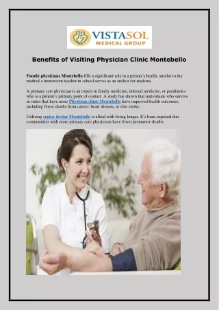 Benefits of Visiting Physician Clinic Montebello