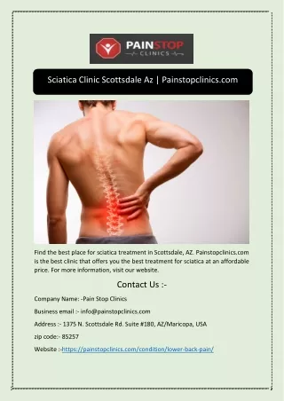 Sciatica Clinic Scottsdale Az | Painstopclinics.com