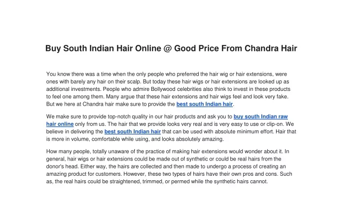 buy south indian hair online @ good price from
