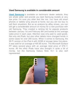 used samsung is available in considerable amount