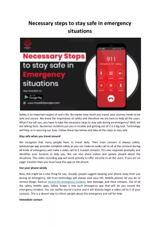 Necessary steps to stay safe in emergency situations