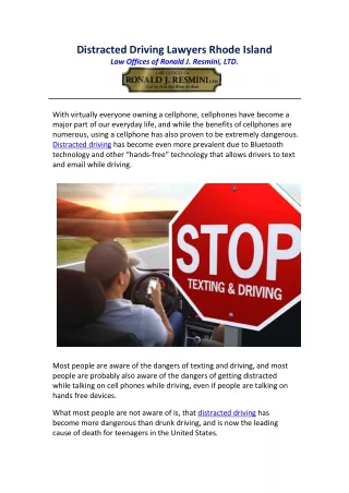 Distracted Driving Lawyers Rhode Island