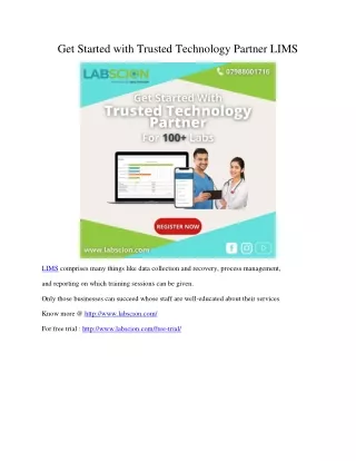 get started with trusted technology partner lims