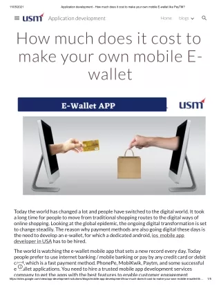 How much does it cost to make your own mobile E-wallet like PayTM_