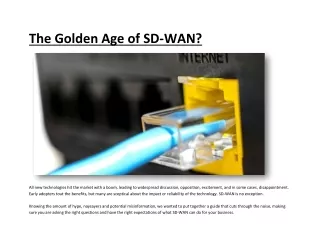 The Golden Age of SD-WAN