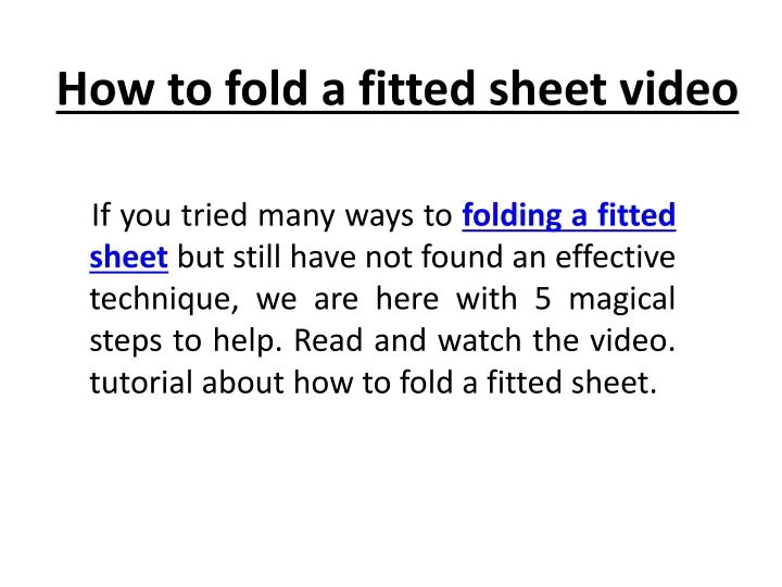 how to fold a fitted sheet video
