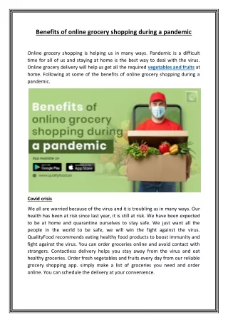 Benefits of online grocery shopping during a pandemic (Article1)