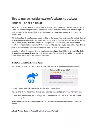 tips to use animalplanet com activate to activate