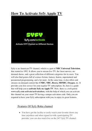 How To Activate Syfy Apple TV