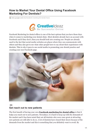 How to Market Your Dental Office Using Facebook Marketing For Dentists