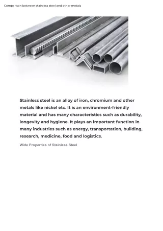Comparison between stainless steel and other metals