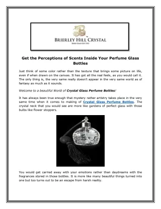 get the perceptions of scents inside your perfume