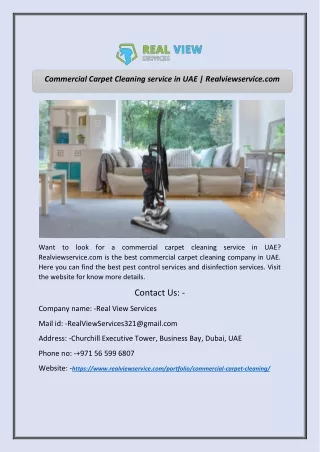 Commercial Carpet Cleaning service in UAE | Realviewservice.com