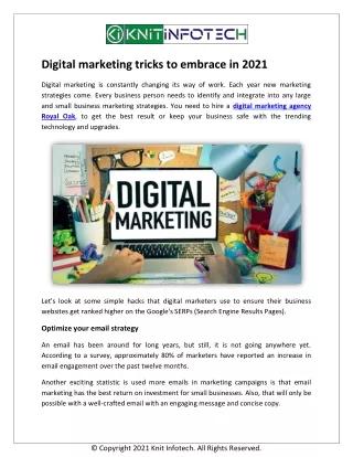 Digital marketing tricks to embrace in 2021