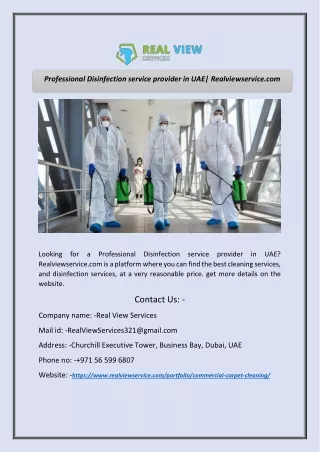 Professional Disinfection service provider in UAE| Realviewservice.com