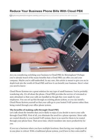 Reduce Your Business Phone Bills With Cloud PBX