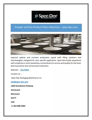 powder and dry product fillers machines spee